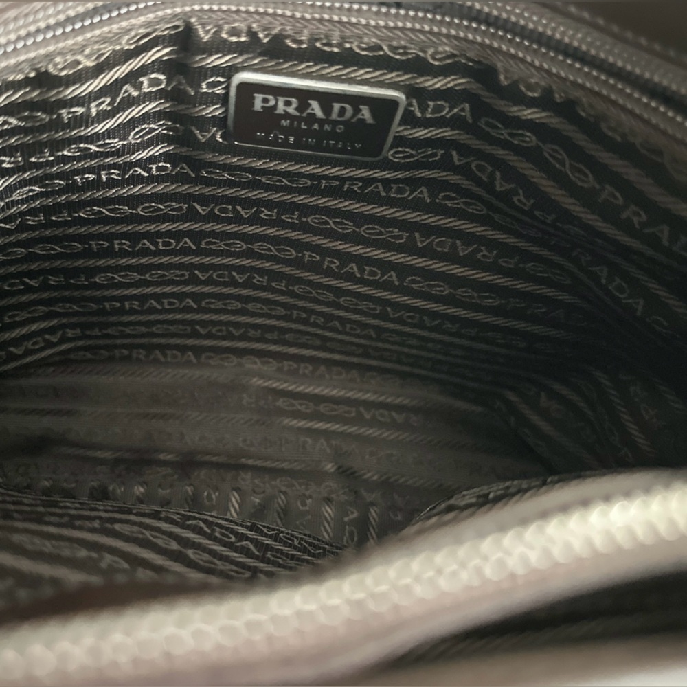 PRADA Vintage Tessuto Nylon Hobo Bag Olive Green Leather Trim B7816 Y2K - Picture 12 of 15